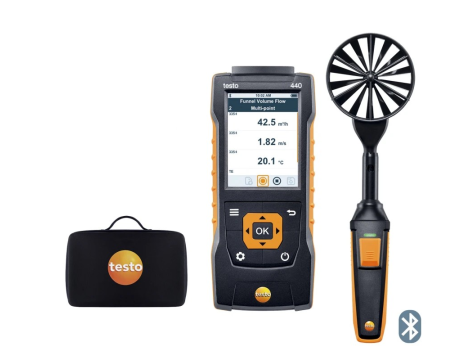 Miernik wielofunkcyjny Testo 440 z sondą wiatraczkową (Ø100 mm) z łącznością Bluetooth